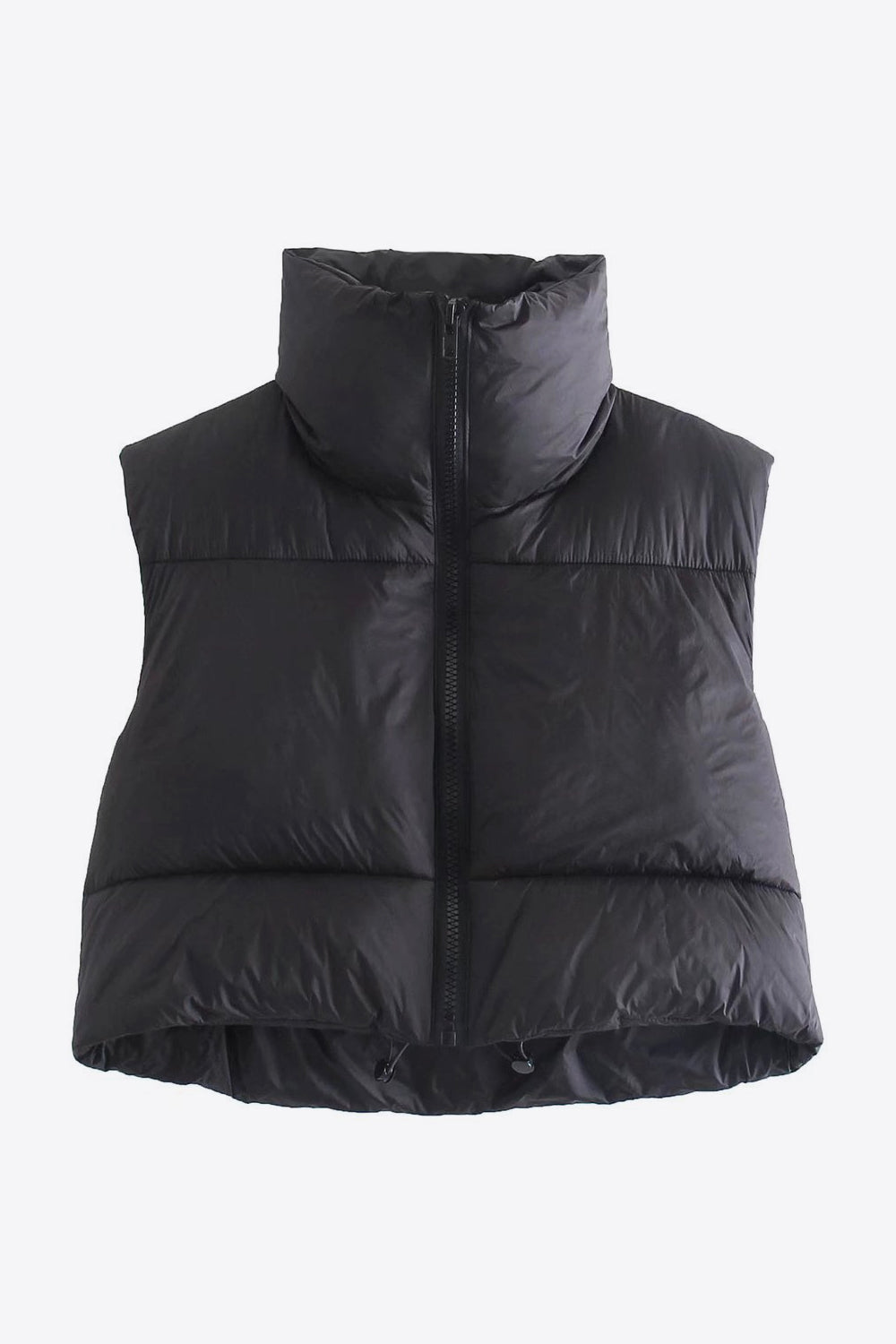 Zip-Up Drawstring Puffer Vest - SELFTRITSS