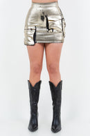 Gold Foil Cargo Skirt - SELFTRITSS   