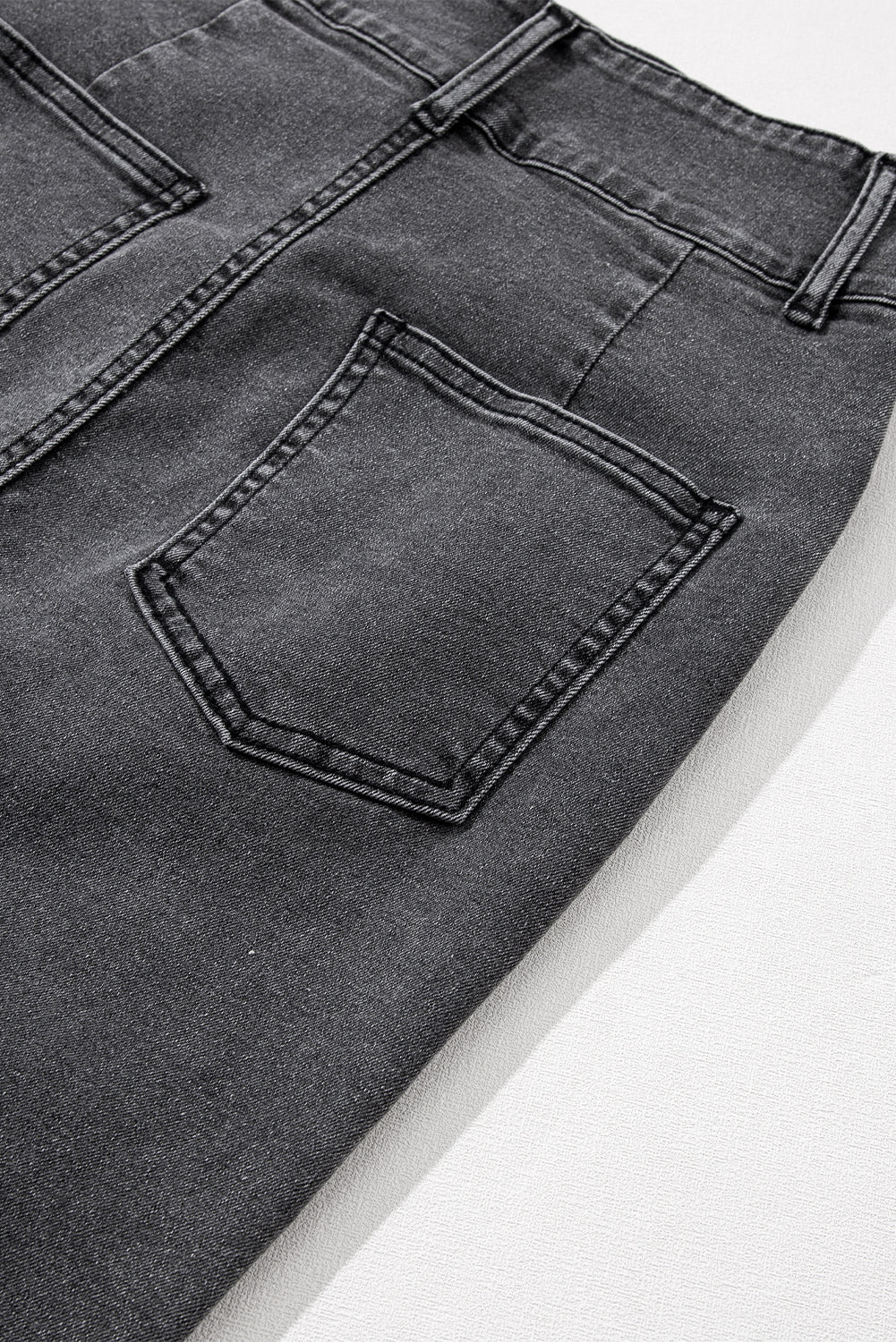 Black Raw Edge Side Slits Buttoned Midi Denim Skirt - SELFTRITSS