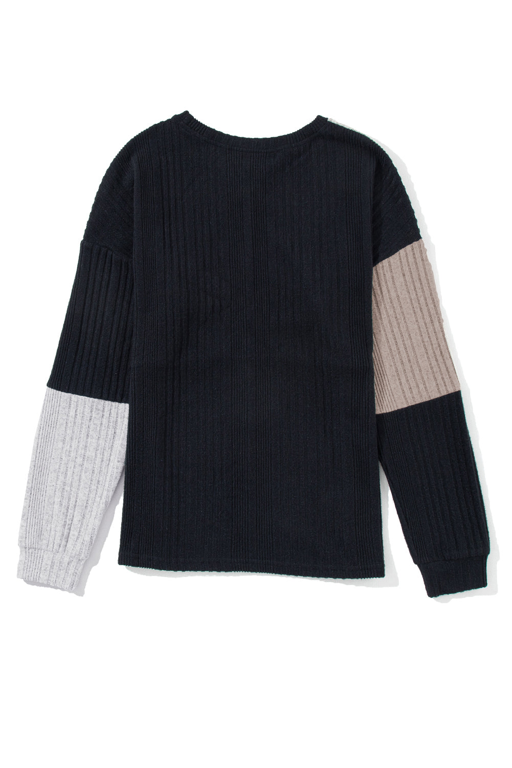 Black Colorblock Textured Knit Top - SELFTRITSS