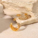 Stainless Steel Inlaid Zircon C-Hoop Earrings - SELFTRITSS   