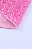 Pink Sequin Adjustable Straps Tank Top - SELFTRITSS