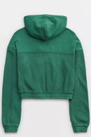 Blackish Green Waffle Knit Hooded Jacket and Shorts Outfit - SELFTRITSS