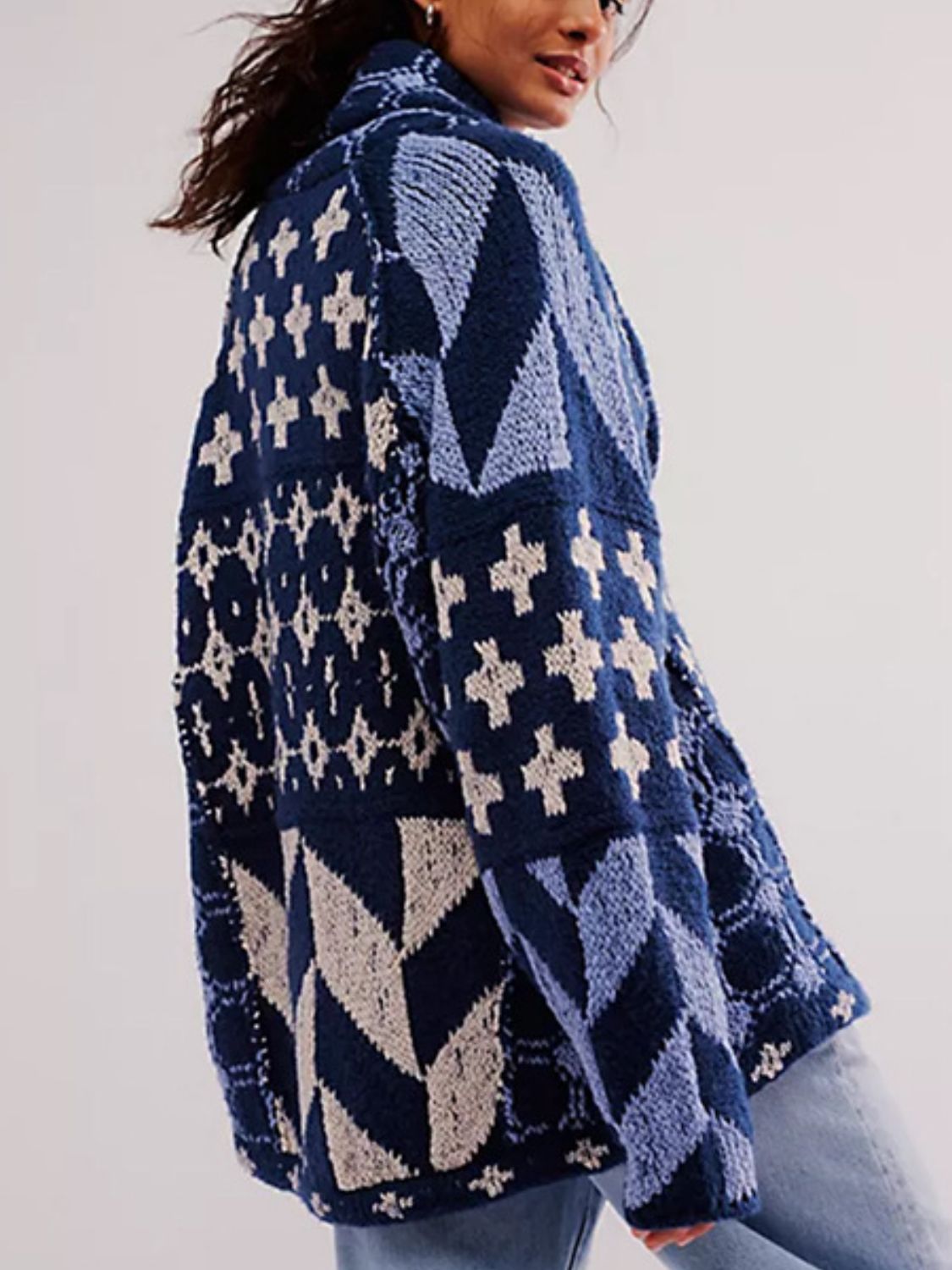 Women's Geometric Print Oversized Cardigan