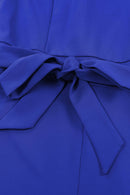 Belted Puff Sleeve V-Neck Jumpsuit - SELFTRITSS