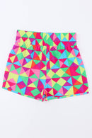 Multicolor Geometric High Waisted Athletic Shorts - SELFTRITSS