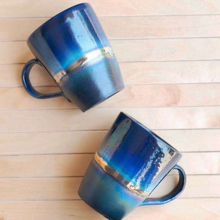 Black, Gold & Blue Mug Coffee, Cappuccino  Artisanal