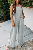 Gray Textured Wide Leg Overall with Pockets - SELFTRITSS   