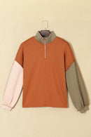 Khaki Exposed Seam Color Block Zipped Sweatshirt - SELFTRITSS