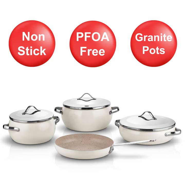 Korkmaz Lumia 7-Pcs Granite Nonstick Cookware Set, Oven Safe - SELFTRITSS