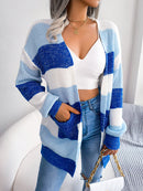 Women's Striped Plaid Cardigan - SELFTRITSS   