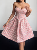 Heart Sweetheart Neck Mini Dress - SELFTRITSS   