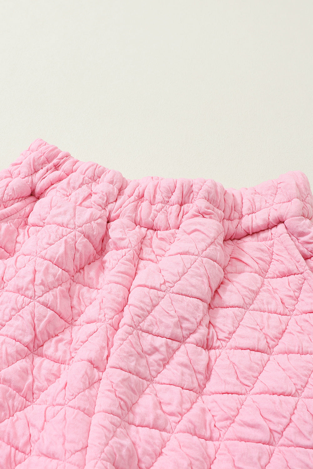 Pink Solid Quilted Pullover and Pants Outfit - SELFTRITSS