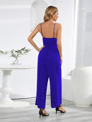 Tied Spaghetti Strap Wide Leg Jumpsuit - SELFTRITSS