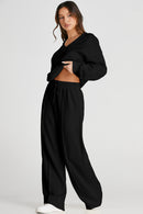 V-Neck Long Sleeve Top and Pants Active Set - SELFTRITSS   