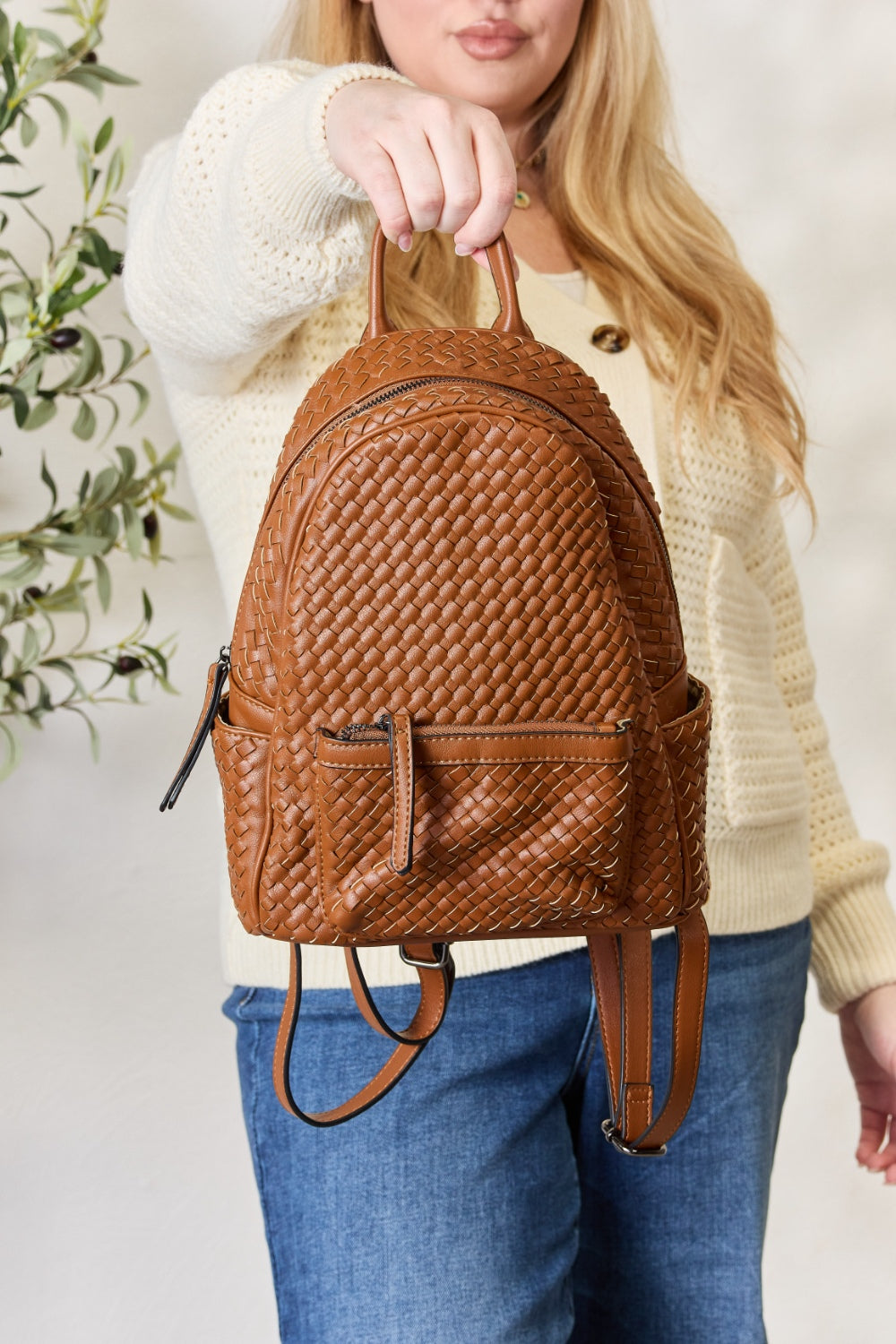 SHOMICO PU Leather Woven Backpack - SELFTRITSS