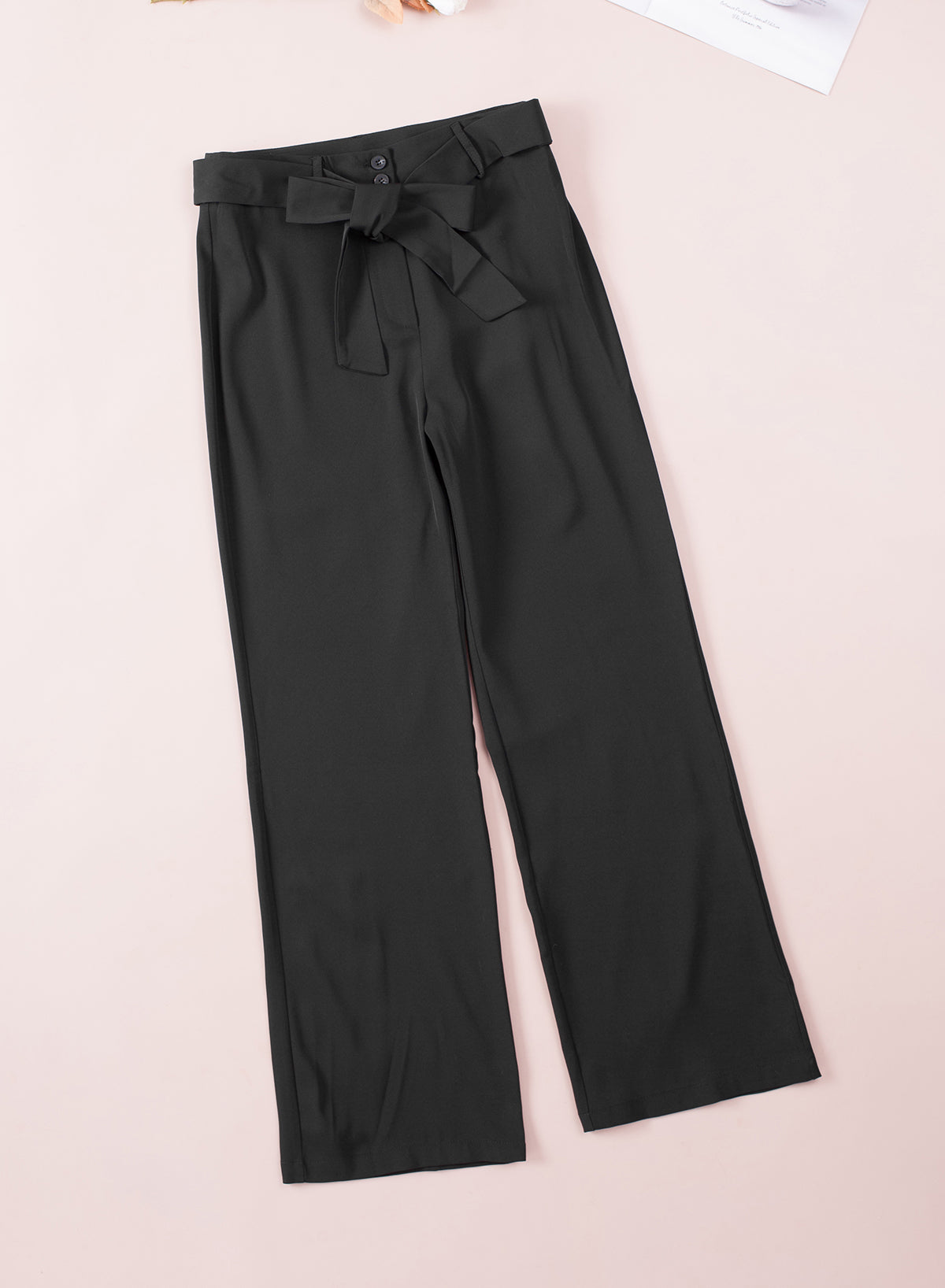 Black High Waist Front Tie Flared Pants - SELFTRITSS