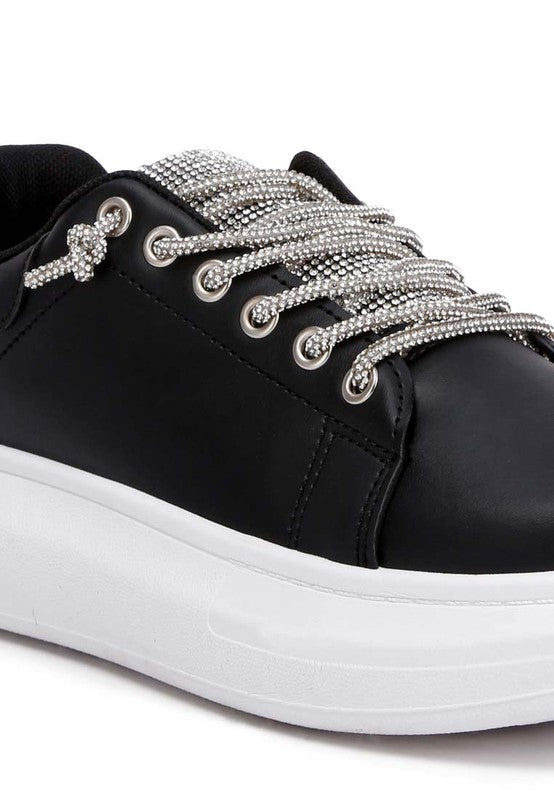 Jaxen Rhinestones Lace Up Sneakers - SELFTRITSS   