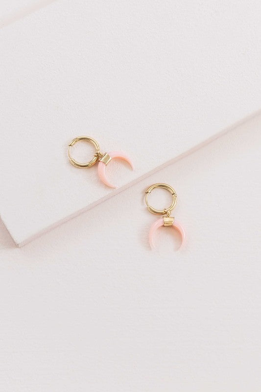 Double Horn Pink Hoop Earrings - 14K - SELFTRITSS   