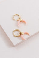 Double Horn Pink Hoop Earrings - 14K - SELFTRITSS   