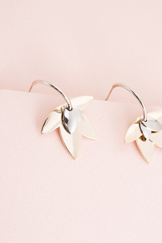 Two-Tone Lotus Hoop Earrings - SELFTRITSS   