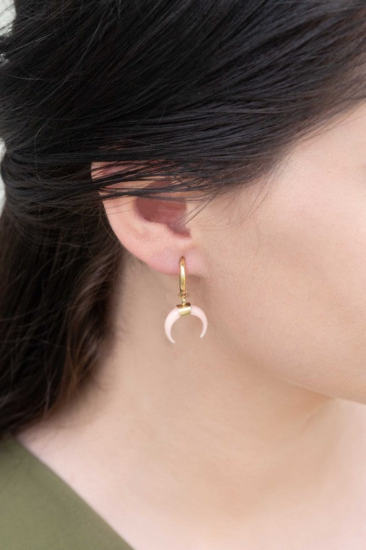 Double Horn Pink Hoop Earrings - 14K - SELFTRITSS   