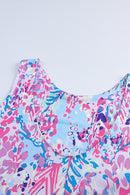 Purple Abstract Floral Print Sleeveless Maxi Dress - SELFTRITSS