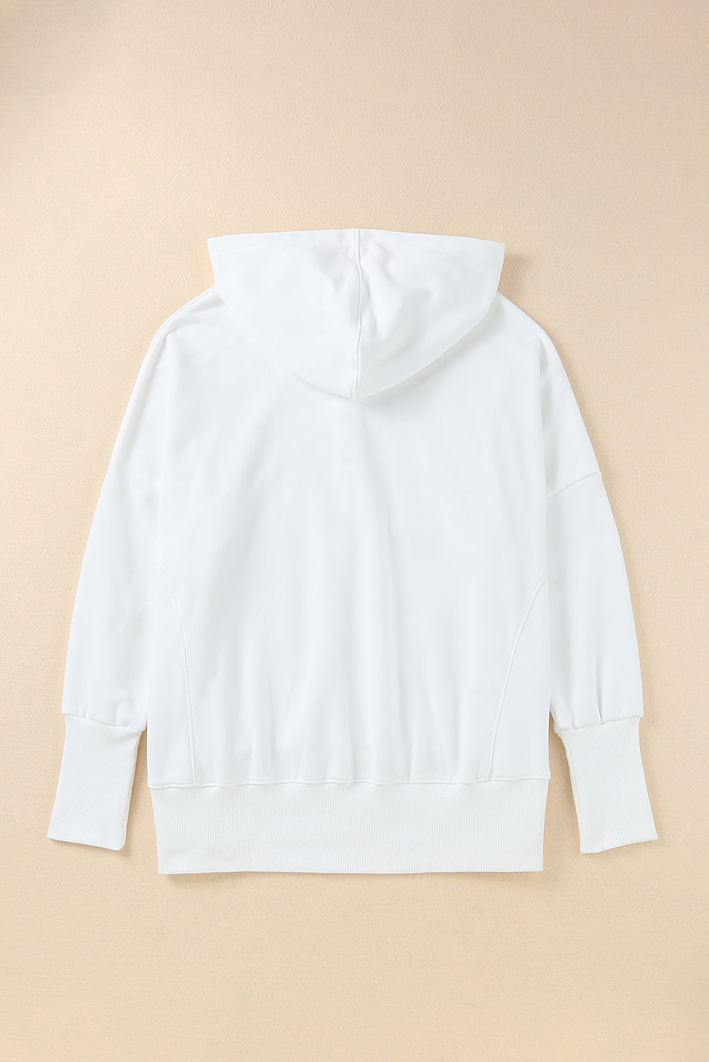 White Batwing Sleeve Pocketed Henley Hoodie - SELFTRITSS