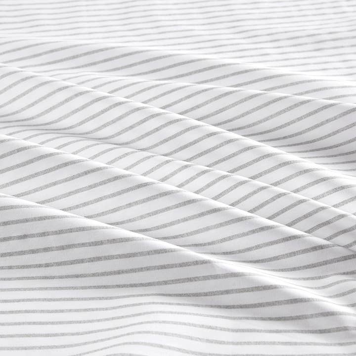 200TC Cotton Percale Sheet Set, Grey Stripe - SELFTRITSS