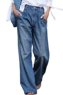 Blue Slouchy Wide Leg Jeans - SELFTRITSS