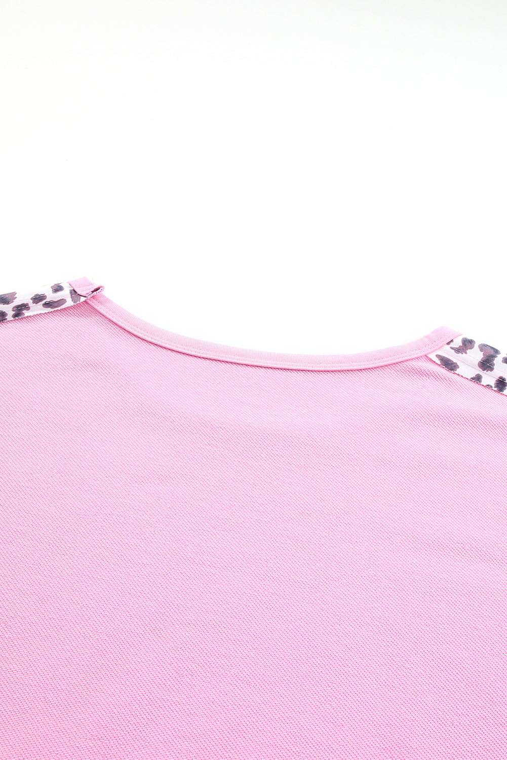 Pink Exposed Seam Leopard Splicing Plus Size Sweatshirt - SELFTRITSS