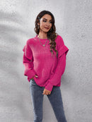 Lilac Chic Ruffled Long Sleeve Shoulder Sweater