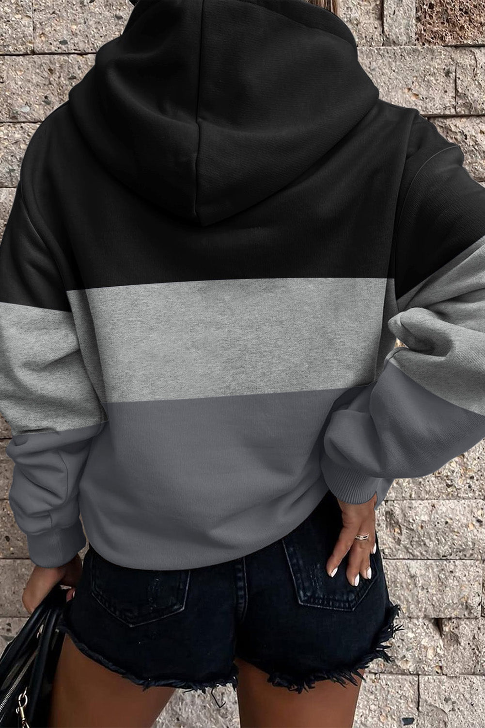 Gray Triple Color Block Hoodie with Kangaroo Pocket - SELFTRITSS