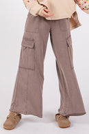 SAGE + FIG Knit Terry Mineral Wash Wide Leg Pants - SELFTRITSS   