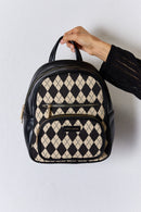 David Jones Argyle Pattern PU Leather Backpack - SELFTRITSS