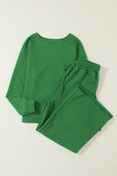 Dark Green Ultra Loose Textured 2pcs Slouchy Outfit - SELFTRITSS