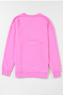 Bright Pink MAMA Letter Embossed Casual Sweatshirt - SELFTRITSS