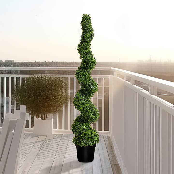 2 Pack) 48” Spiral Topiary Artificial Trees in Pot - SELFTRITSS