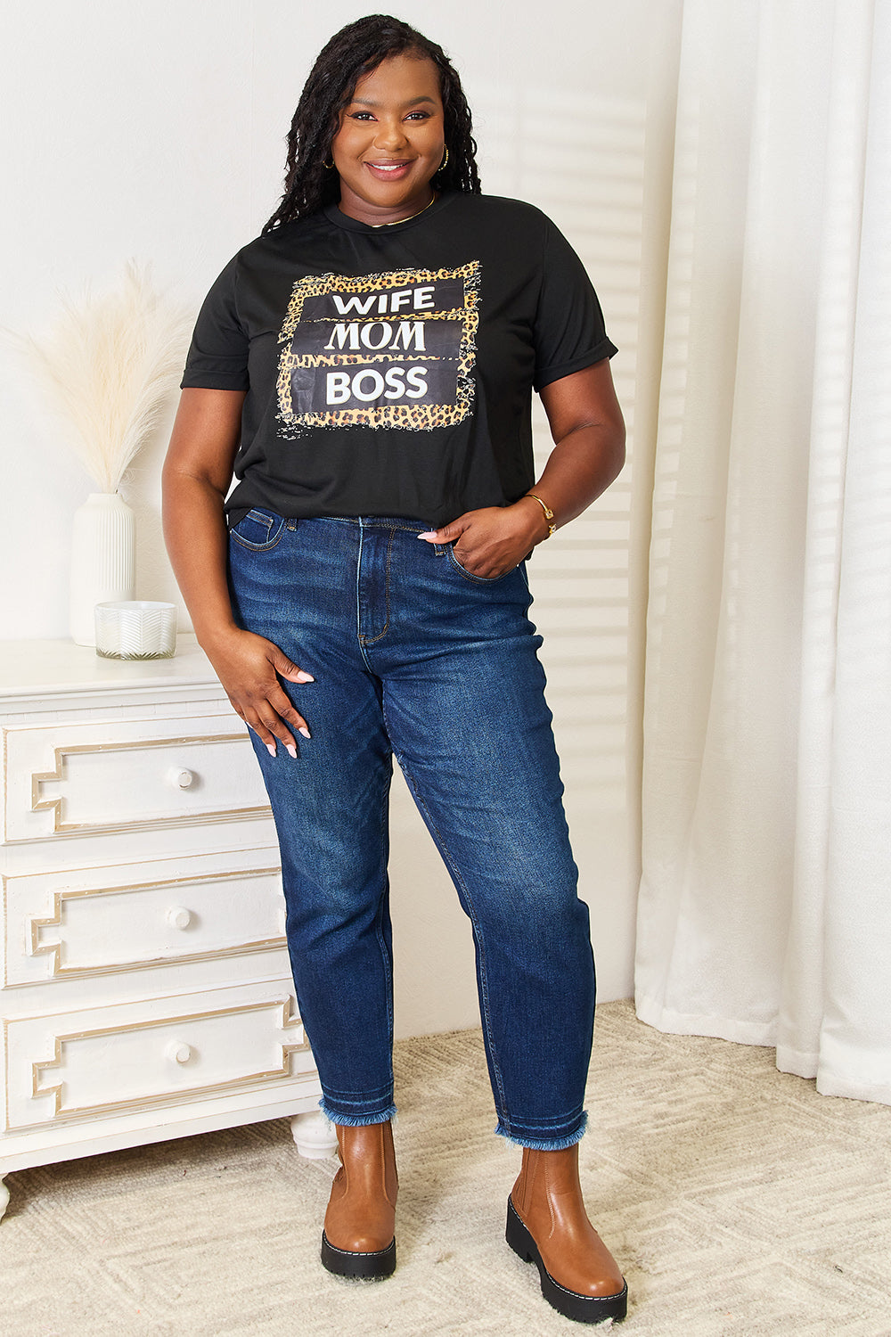 Simply Love WIFE MOM BOSS Leopard Graphic T-Shirt - SELFTRITSS