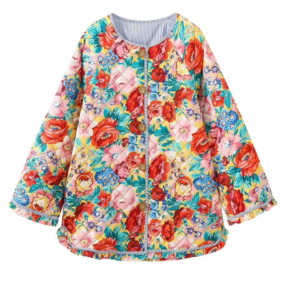 Fashion Flower Print Baggy Coat