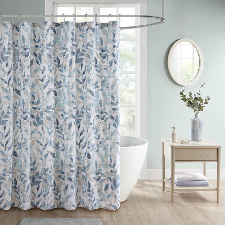 Blue Botanical Shower Curtain