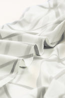 White Abstract Vein Print V Neck Ruffle Maxi Dress - SELFTRITSS