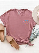 Letter Graphic Round Neck Short Sleeve T-Shirt - SELFTRITSS