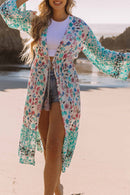 Multicolor Long Sleeve Tassel Tie Floral Kimono - SELFTRITSS   