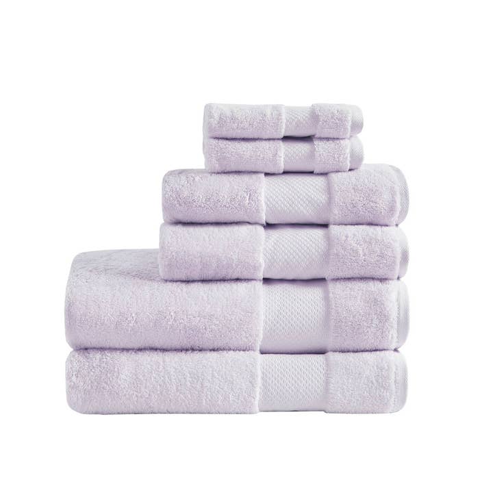 Turkish Cotton 6-Piece Bathroom Towel Set, Lavender - SELFTRITSS
