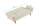 Cream 74.4 inch Foam Futon Sofa Bed