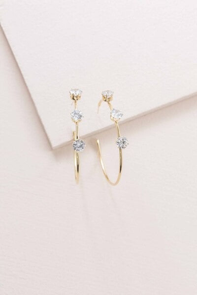 Diamond Studded Hoop Earrings - SELFTRITSS   