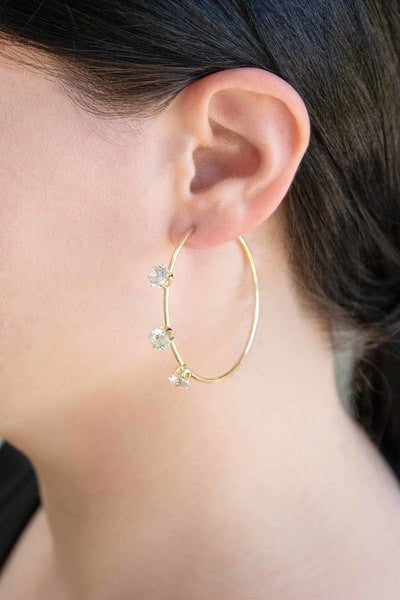 Diamond Studded Hoop Earrings - SELFTRITSS   