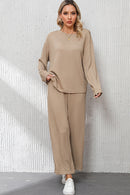 Smoke Gray Loose Textured Pullover and Pants Outfit - SELFTRITSS   