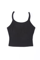 Black Ribbed Knit Cropped Tank Top - SELFTRITSS